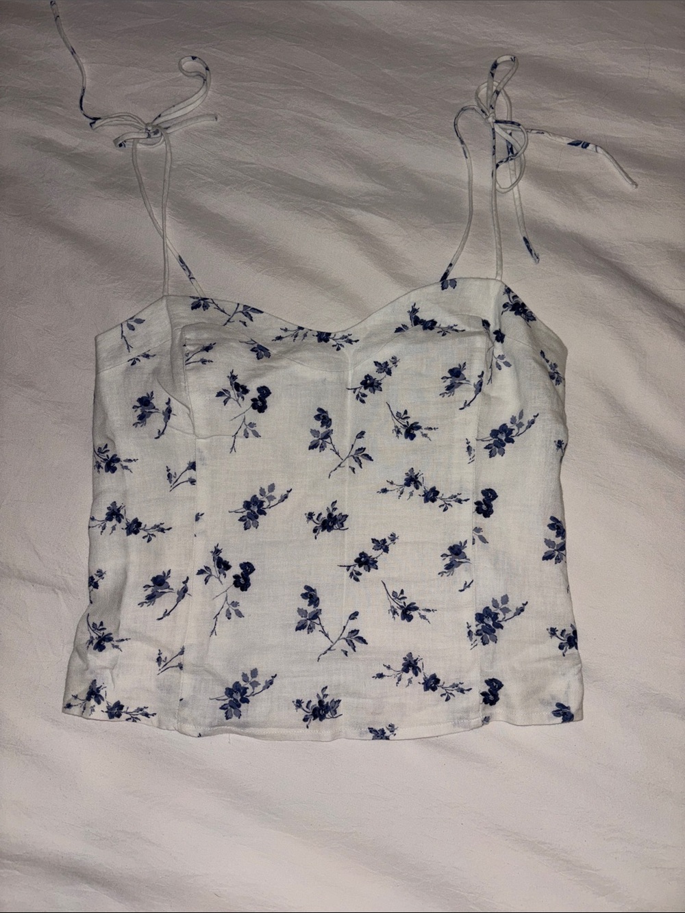 Abercrombie & Fitch White Camisole with Blue Floral Print